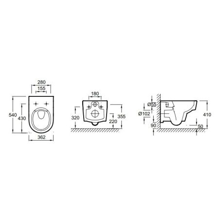 Унитаз подвесной JACOB DELAFON ODEON RIVE GAUCHE EDR102-00 Rim гор. вып. 54*36 (белый), шт, артикул EDR102-00