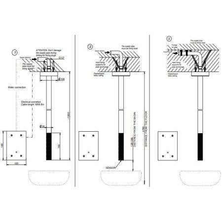 GESSI 316 TRAME Смеситель для раковины потолочный, электронный, внешняя часть, цвет Steel Brushed