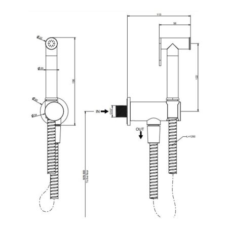 Gessi Transparenze Гигиенический душ, цвет: Black Metal Brushed PVD, артикул 14331#707