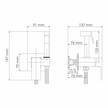 A71638 Встраиваемый смеситель для душа с гигиенической лейкой, артикул A71638