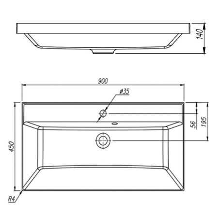 Раковина Florentina Астория 90 см 10.170.00900.001, белая, артикул 10.170.00900.001
