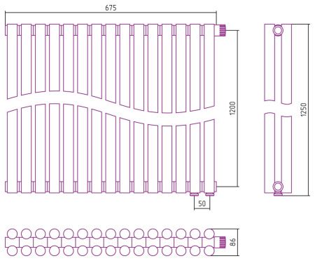 Отопительный радиатор ЭСТЕТ-11 н/ж EU50 1200х675 / 15 сек (Матовый ЧЁРНЫЙ)