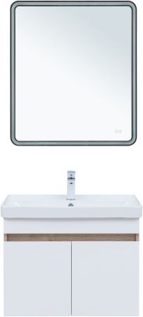 Тумба под раковину Aquanet Оптима 80 дуб светлый/белый сатин