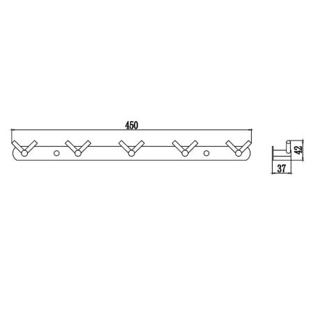 Планка с крючками Savol S-007225H, черный