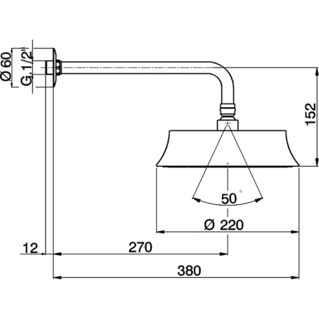 CISAL Shower Верхний душ D220 мм с настенным держателем L270 мм, цвет золото, артикул DS01327024