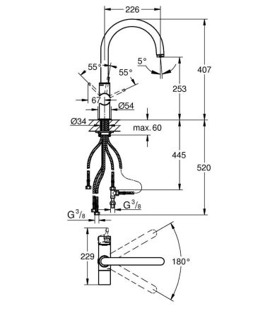 Смеситель для кухни GROHE Blue, с функцией фильтрации, хром, (33251000)