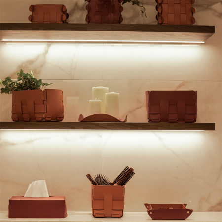 ADJ Корзинка Mini Bottega, 19x19xH13 см., цвет: коньяк/бордо, артикул 1019.09/30