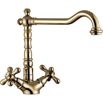 Emmevi Deco Old, двухвентильный кухонный смеситель (поворотный излив 23 см), без донного клапана, цвет бронза