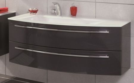 Puris Crescendo, тумба под раковину 1200 мм правая, цвет антрацит высокоглянцевый, артикул WUA361209R(686/121)