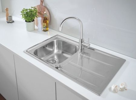 Мойка GROHE из нержавеющей стали с корзинчатым вентилем, оборачиваемая K400 45 -S 86/50 1.0 (31566SD0)