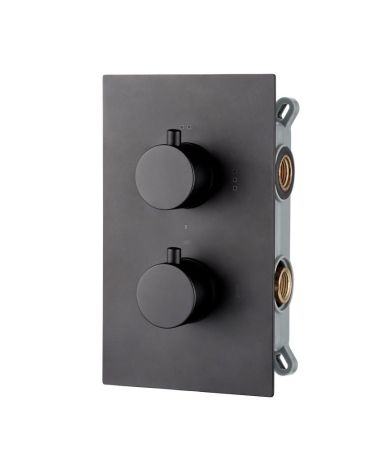 AQG Alpha, встраиваемый смеситель для душа c термостатом на 2 выхода , цвет черный матовый