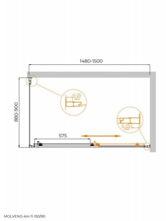 MOLVENO-AH-11-150/90-C-BORO-IV Душевой уголок, артикул MOLVENO-AH-11-150/90-C-BORO-IV