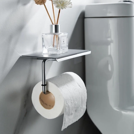 Держатель для туалетной бумаги с полочкой Shevanik SZ15, хром