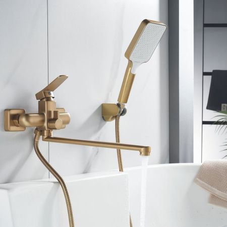 Смеситель для ванны Shevanik S9922G, золотой сатин, артикул S9922G