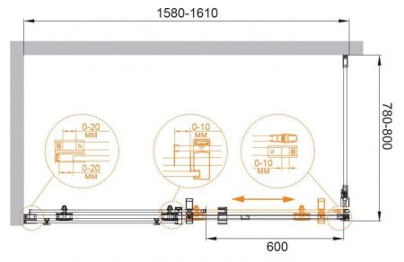 Душевой уголок CEZARES STYLUS-O-M-AH-1, артикул STYLUS-O-M-AH-1-140/80-C-Cr