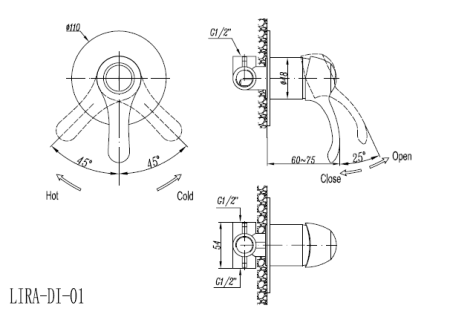 Встраиваемый смеситель для душа CEZARES LIRA-С-DIM