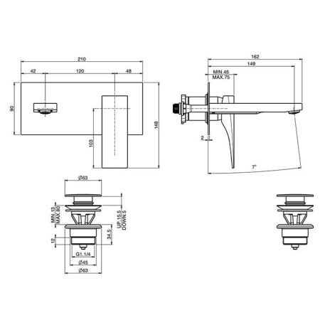 Fima Carlo Frattini Zeta Cмеситель для раковины, встраиваемый, излив: 19.9см., цвет: чёрный матовый, артикул F3971WX5NS