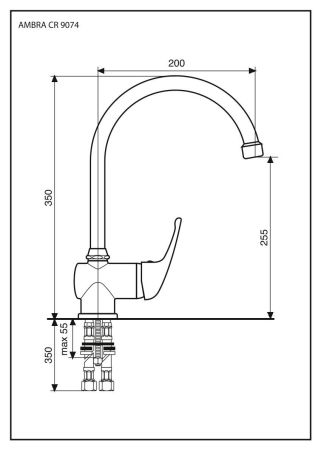 Высокий смеситель Ambra для кухни, цвет хром