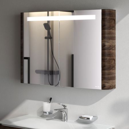 M30MCX1001NF Sensation, зеркало, зеркальный шкаф, 100 см, с подсветкой, орех, текстурированная, шт, артикул M30MCX1001NF