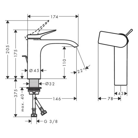 HANSGROHE VIVENIS Смеситель для раковины , 110 CoolStart, цвет хром, артикул 75023000
