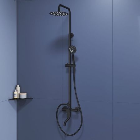 Душевая стойка черная со смесителем из стали RGW SP-24B