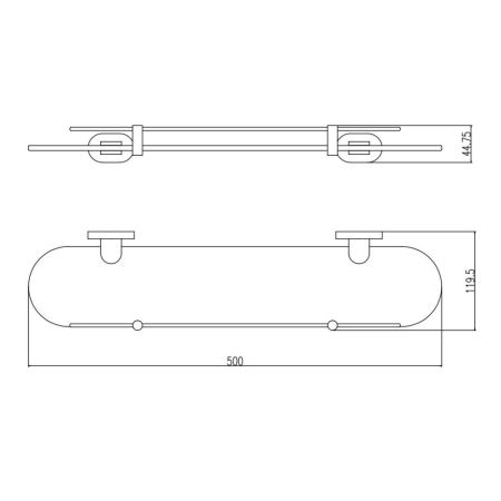 Полка стеклянная Rav Slezak YUKON YUA0900/50CB, хром/белый, артикул YUA0900/50CB