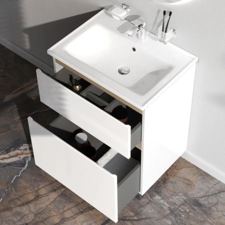 M85AFSX0652WG X-Joy, База под раковину, напольная, 65 см, 2 ящика, белый глянец, артикул M85AFSX0652WG