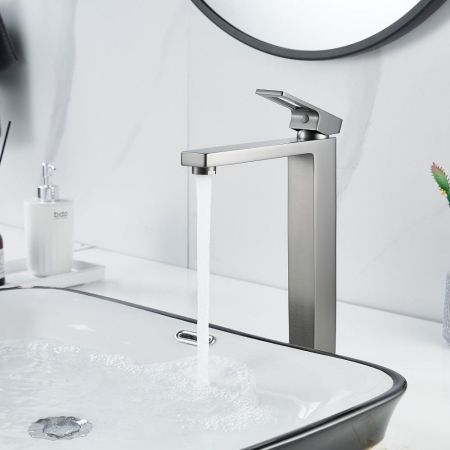 Смеситель для раковины высокий  Raffine F1196T, оружейная сталь, артикул F1196T