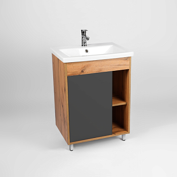 Тумба VIANT "Бостон" 1 ств графит 425х655х820 под раковину .S-UM-COM70/1-w (COMO 70) (VBOS70COG-T1ST)