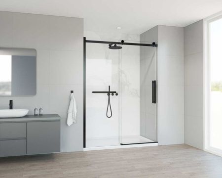 Душевая дверь Como Soft VDS-1CS140CLB, 1400, черный, стекло прозрачное, артикул VDS-1CS140CLB