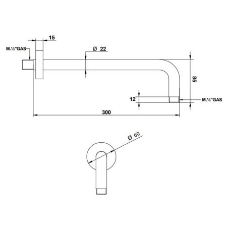 BONGIO Держатель верхнего душа 300 мм., цвет Or Francais Mat, артикул 802HM30PR
