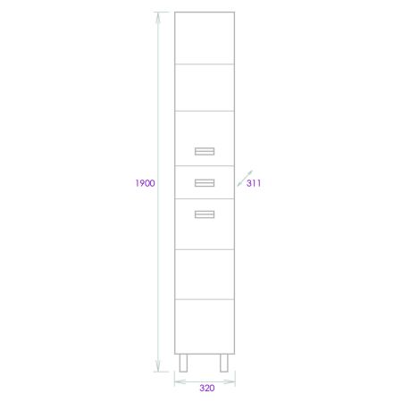 Пенал Onika Балтика 32 Black напольный, белый, универсальный, артикул 403220