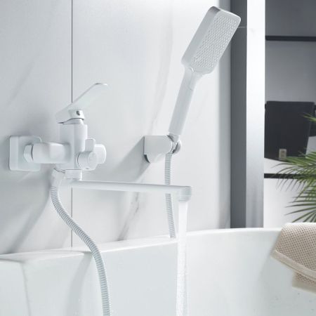 Смеситель для ванны Shevanik S9902C, белый