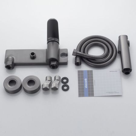 Гигиенический душ со смесителем Shevanik S4305T-1, оружейная сталь