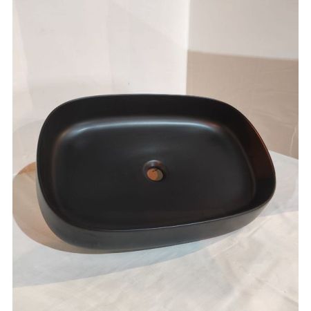 White Ceramic Jumper, накладная прямоугольная раковина 60x40x13h см, цвет черный матовый, артикул W070705