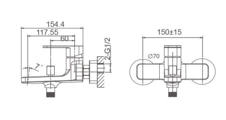 Смеситель для ванны WONZON & WOGHAND ARNIE, Черный матовый (WW-693101-MB), артикул WW-693101-MB