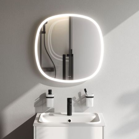 M8FMOX0651WGS Зеркало универсальное с контурной LED-подсветкой, ИК- сенсором, квадрат, 65 см, артикул M8FMOX0651WGS