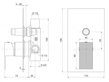 Встраиваемый смеситель для душа с переключателем CEZARES PRIZMA-VDIM