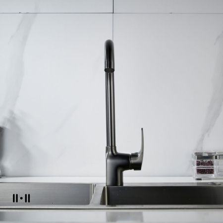Смеситель для кухни Shevanik S5053T, оружейная сталь, артикул S5053T