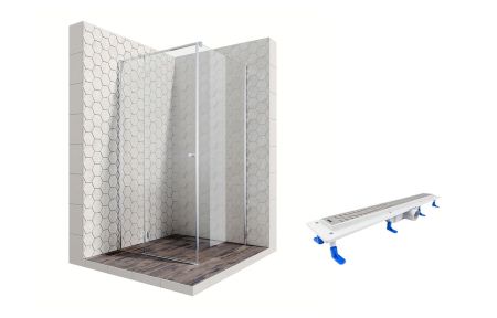 Душевой уголок Ambassador Diamond 12011103L-ST6, квадратный, линейный трап, 100х100, артикул 12011103L-ST6