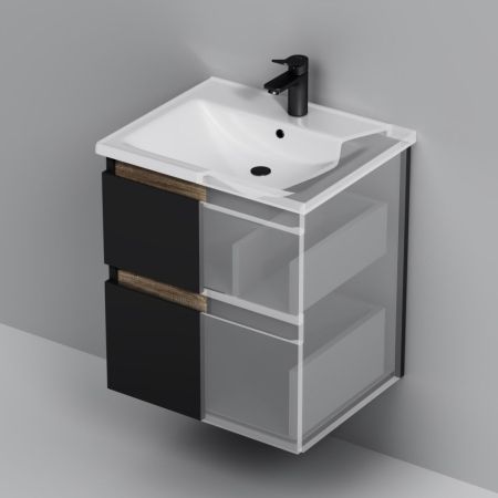 M85AFHX0552BM X-Joy, База под раковину, подвесная, 55 см, 2 ящика, черный матовый, артикул M85AFHX0552BM