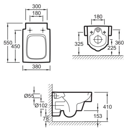 Унитаз подвесной JACOB DELAFON TERRACE EDA102-00 гор. вып. 55* (белый), шт