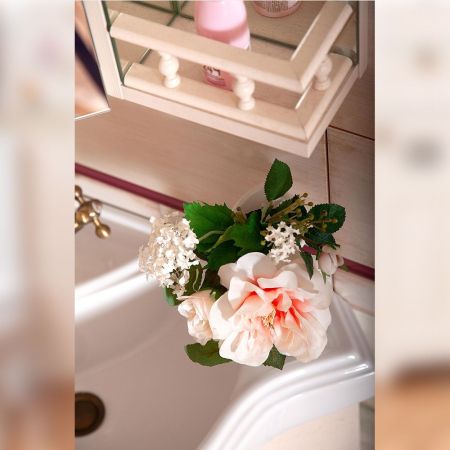 Тумба под раковину напольная угловая Бриклаер КАНТРИ бежевый дуб прованс, 60 см, артикул 4627125413704