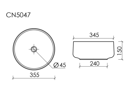 Умывальник чаша накладная круглая Элемент (Element) 355x355x150мм, артикул CN5047
