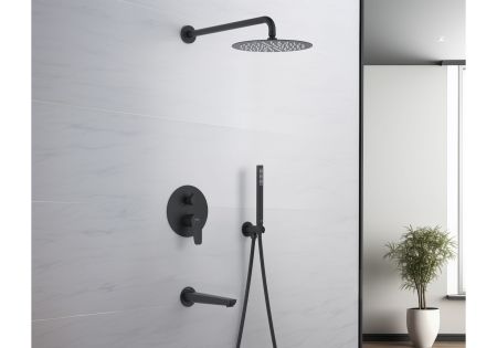 Set 4 в 1 душевой комплект AQUATEK, матовый черный AQ1173MB БЕТТА, артикул AQ1173MB