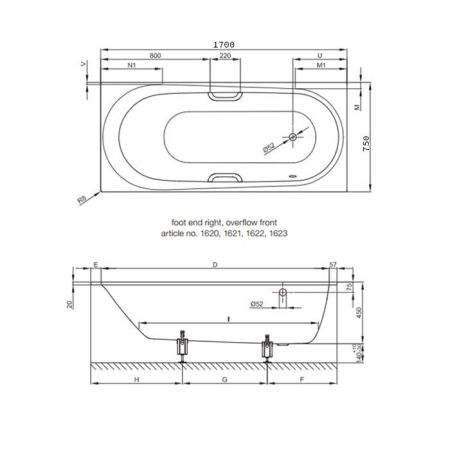 Опора для ванны, Bette, универсальная, комплект-2 штуки, артикул B23-1500