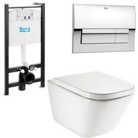 ПЭК  ROCA GAP 893104100 (инсталл. + унитаз подвесной Rimless + сид. SoftClose + клавиша) , шт, артикул 893104100