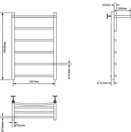 Полотенцесушитель водяной Aquanet Romeo с полкой 800x500, с полкой, хром, артикул 00266729