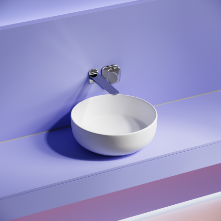 Раковина накладная Тайкан (Taycan), круглая, диаметр 375 мм, высота 140 мм, белая матовая, артикул CN12003MW