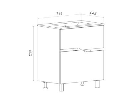 Тумба Runo Палермо 80 напольная под умывальник 00-00002556 (Teffy 80) (00-00004158), артикул 00-00004158